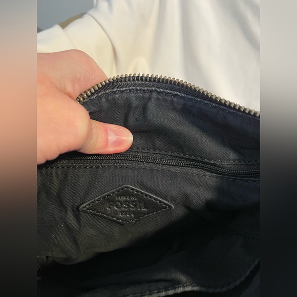 *EUC* FOSSIL Dawson Crossbody Purse - Black Pebbled Genuine Leather - Pockets - Picture 4 of 10